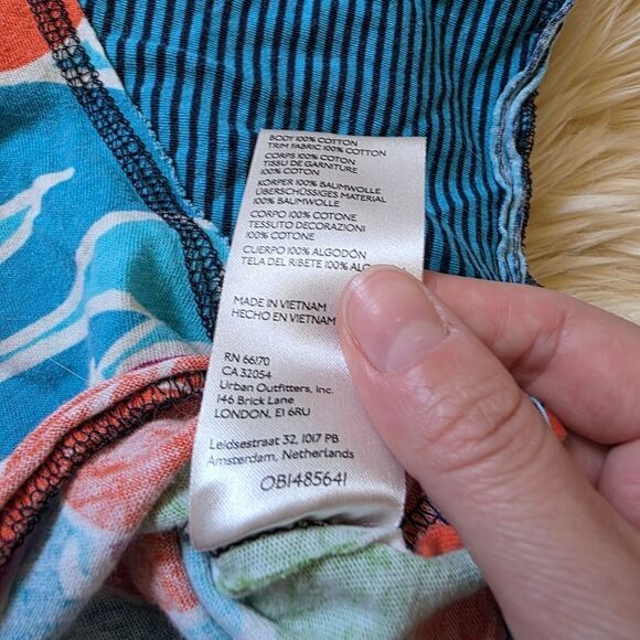 Free People On A Boat Polo Crop Top Floral Striped Size Medium - Picture 6 of 8